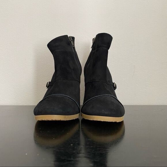 JCREW Greer black suede wedge buckle zip up ankle bootie - Picture 3 of 8